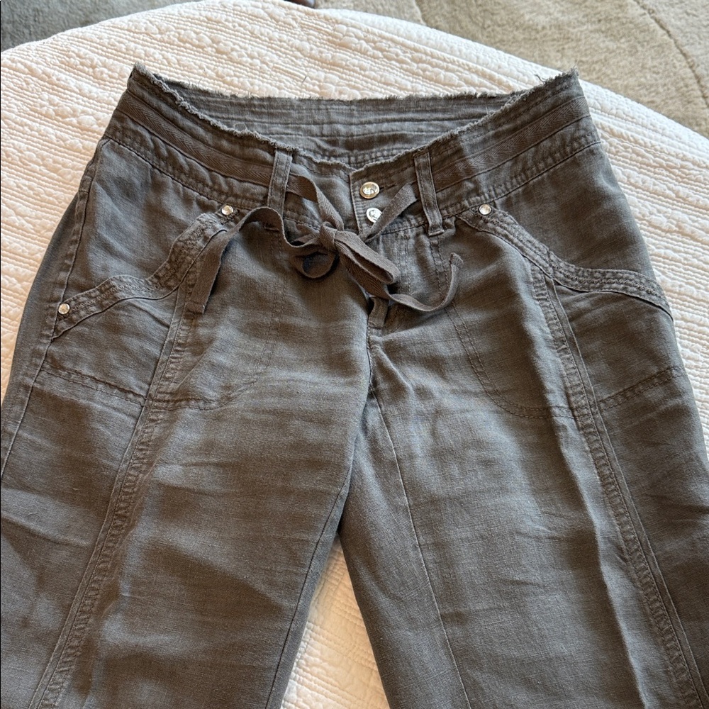 INC International Concepts Women's Medium  Rise Gray linen Pants